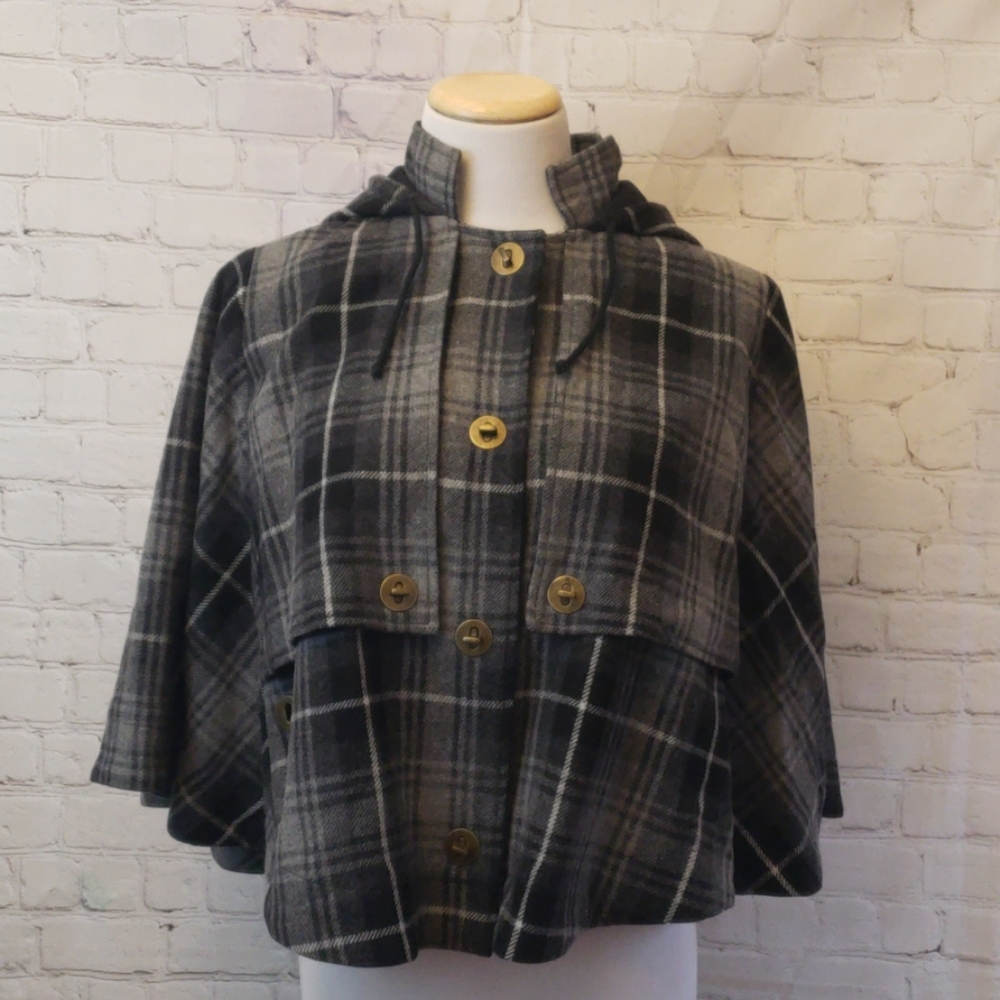 Joie Plaid Hooded Poncho